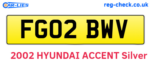 FG02BWV are the vehicle registration plates.