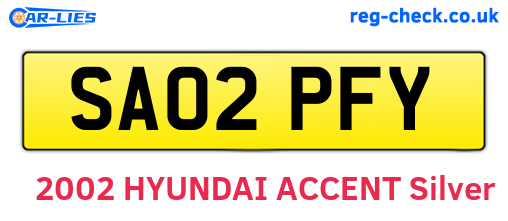 SA02PFY are the vehicle registration plates.