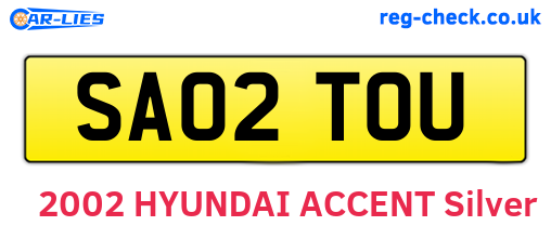 SA02TOU are the vehicle registration plates.