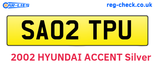 SA02TPU are the vehicle registration plates.