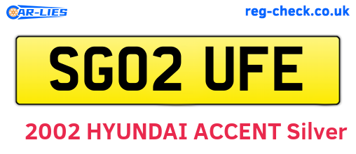 SG02UFE are the vehicle registration plates.