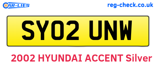 SY02UNW are the vehicle registration plates.