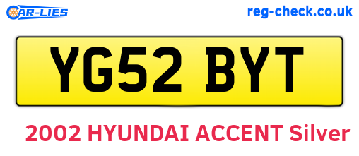 YG52BYT are the vehicle registration plates.