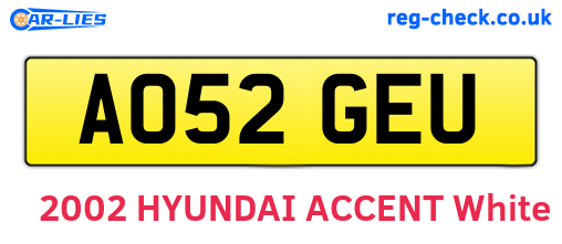 AO52GEU are the vehicle registration plates.