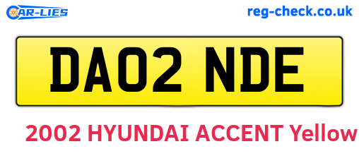 DA02NDE are the vehicle registration plates.