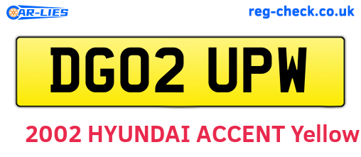 DG02UPW are the vehicle registration plates.