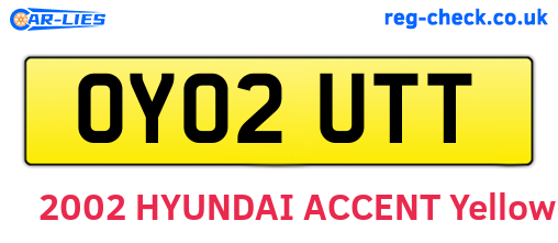 OY02UTT are the vehicle registration plates.
