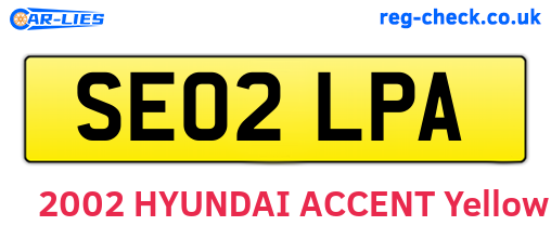 SE02LPA are the vehicle registration plates.