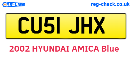 CU51JHX are the vehicle registration plates.