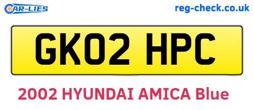 GK02HPC are the vehicle registration plates.