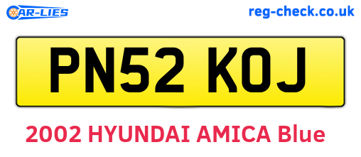 PN52KOJ are the vehicle registration plates.