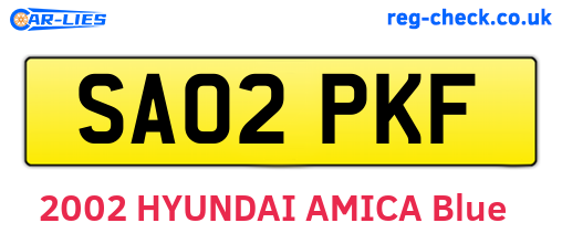 SA02PKF are the vehicle registration plates.