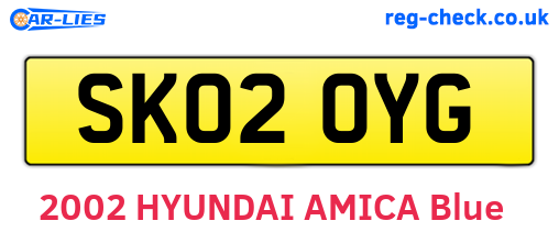 SK02OYG are the vehicle registration plates.