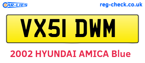 VX51DWM are the vehicle registration plates.