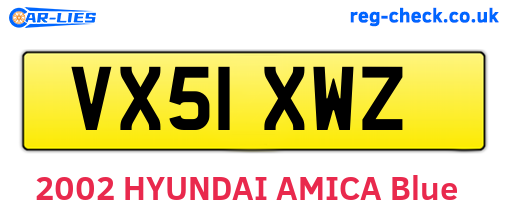 VX51XWZ are the vehicle registration plates.