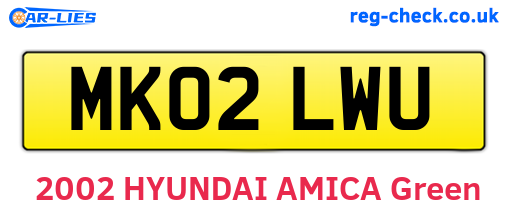 MK02LWU are the vehicle registration plates.