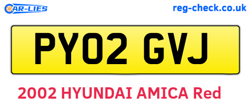 PY02GVJ are the vehicle registration plates.
