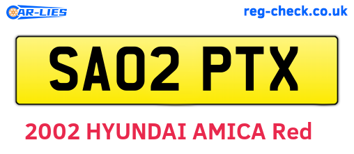 SA02PTX are the vehicle registration plates.