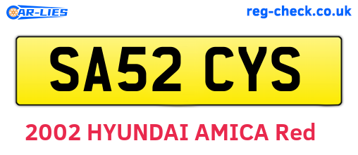 SA52CYS are the vehicle registration plates.