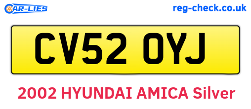 CV52OYJ are the vehicle registration plates.