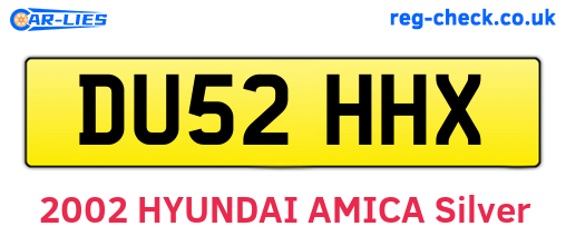 DU52HHX are the vehicle registration plates.