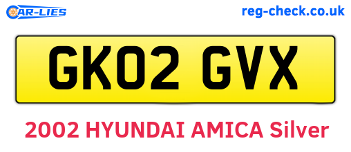 GK02GVX are the vehicle registration plates.