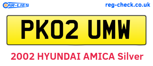 PK02UMW are the vehicle registration plates.