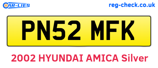 PN52MFK are the vehicle registration plates.