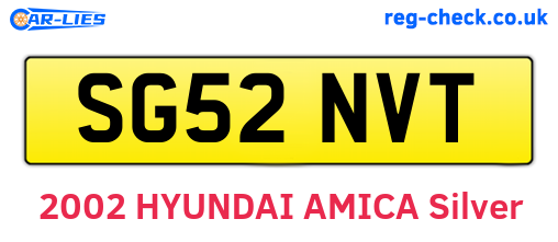 SG52NVT are the vehicle registration plates.