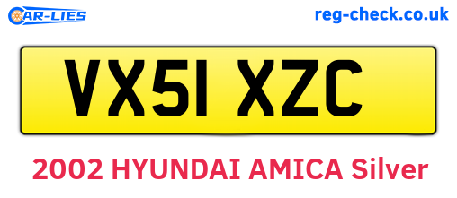 VX51XZC are the vehicle registration plates.