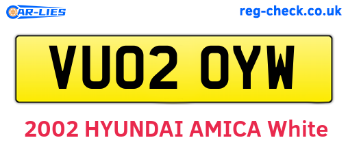 VU02OYW are the vehicle registration plates.