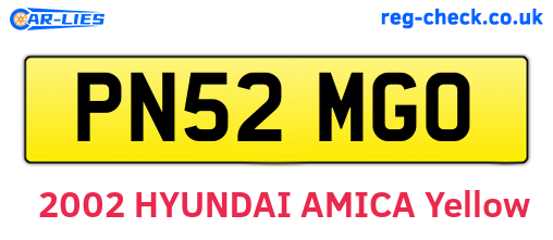 PN52MGO are the vehicle registration plates.