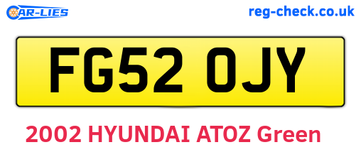 FG52OJY are the vehicle registration plates.