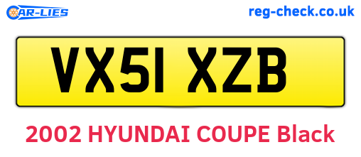 VX51XZB are the vehicle registration plates.