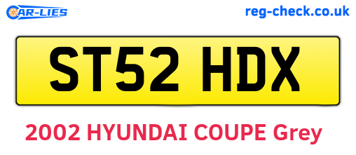 ST52HDX are the vehicle registration plates.