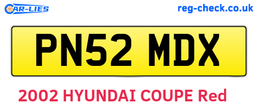 PN52MDX are the vehicle registration plates.