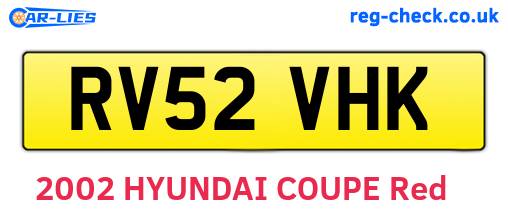 RV52VHK are the vehicle registration plates.