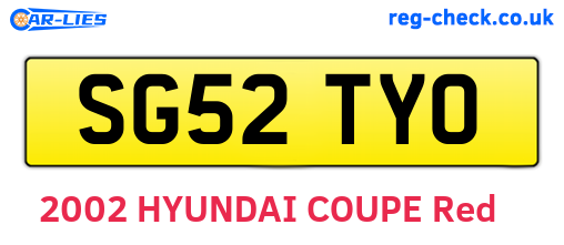 SG52TYO are the vehicle registration plates.
