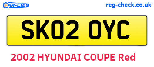 SK02OYC are the vehicle registration plates.