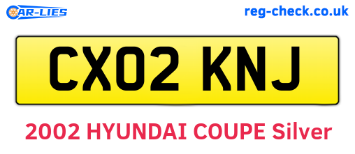 CX02KNJ are the vehicle registration plates.