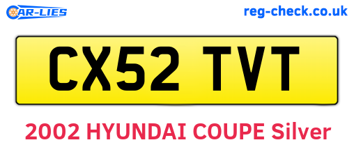CX52TVT are the vehicle registration plates.