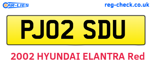 PJ02SDU are the vehicle registration plates.