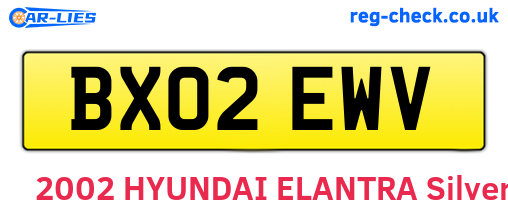 BX02EWV are the vehicle registration plates.