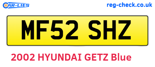 MF52SHZ are the vehicle registration plates.