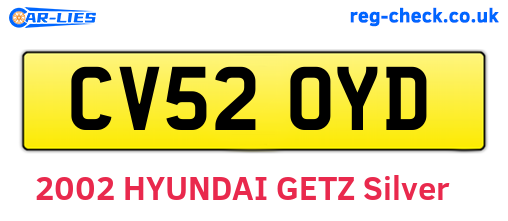 CV52OYD are the vehicle registration plates.