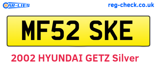 MF52SKE are the vehicle registration plates.
