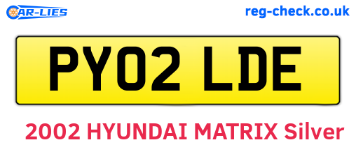 PY02LDE are the vehicle registration plates.