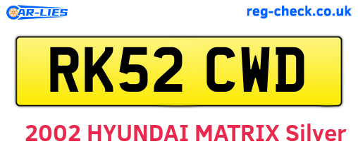 RK52CWD are the vehicle registration plates.