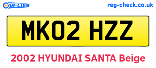 MK02HZZ are the vehicle registration plates.