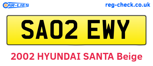 SA02EWY are the vehicle registration plates.